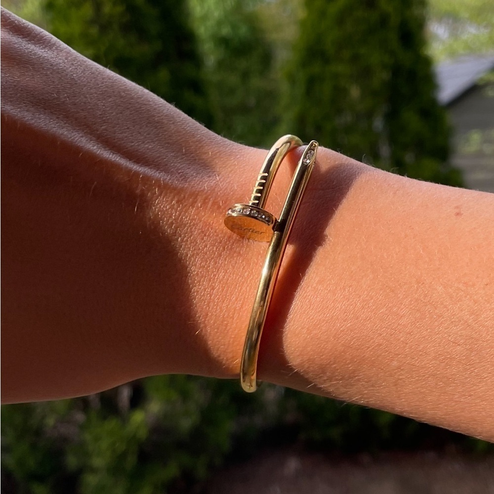 GOLD NAIL HEAD BRACELET ZIRCONIA CUFF BANGLE BRACELET LUXURY Gold or Silver